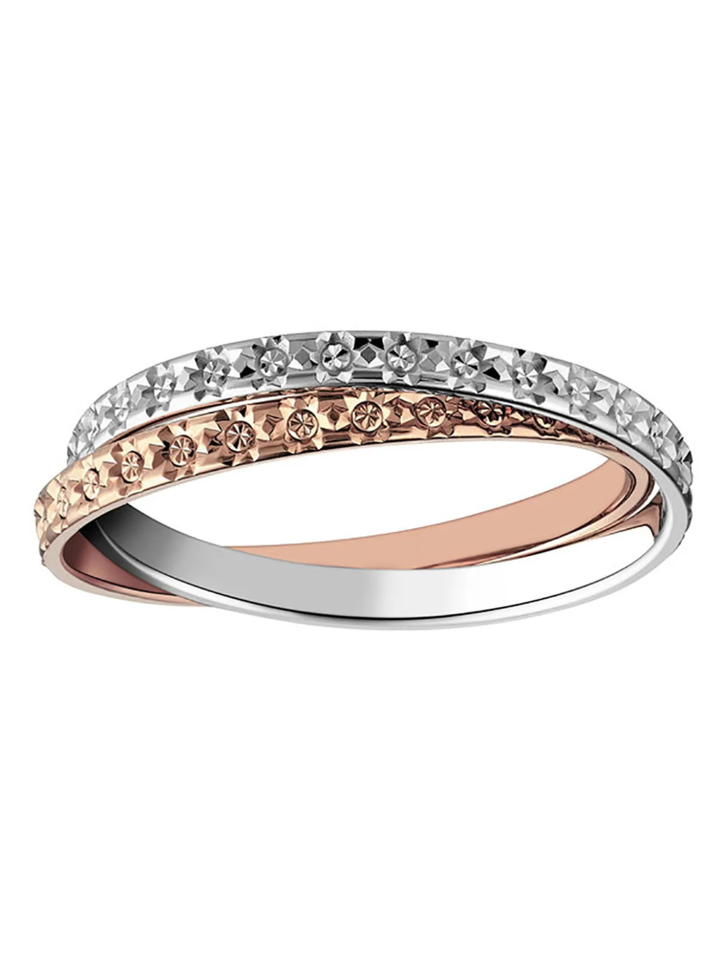 Alliance 2 anneaux antrelacés ciselés or 9 carats