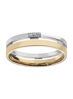 Alliance ajourée or rose et blanc diamants