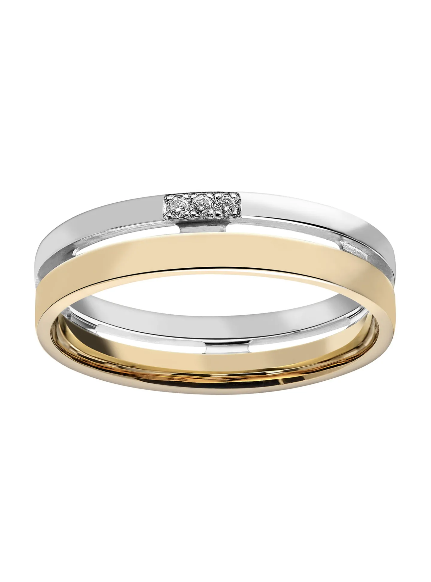 Alliance ajourée or rose et blanc diamants