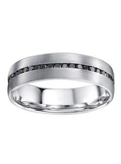 Alliance Brillaxis or blanc 9 carats diamants noirs