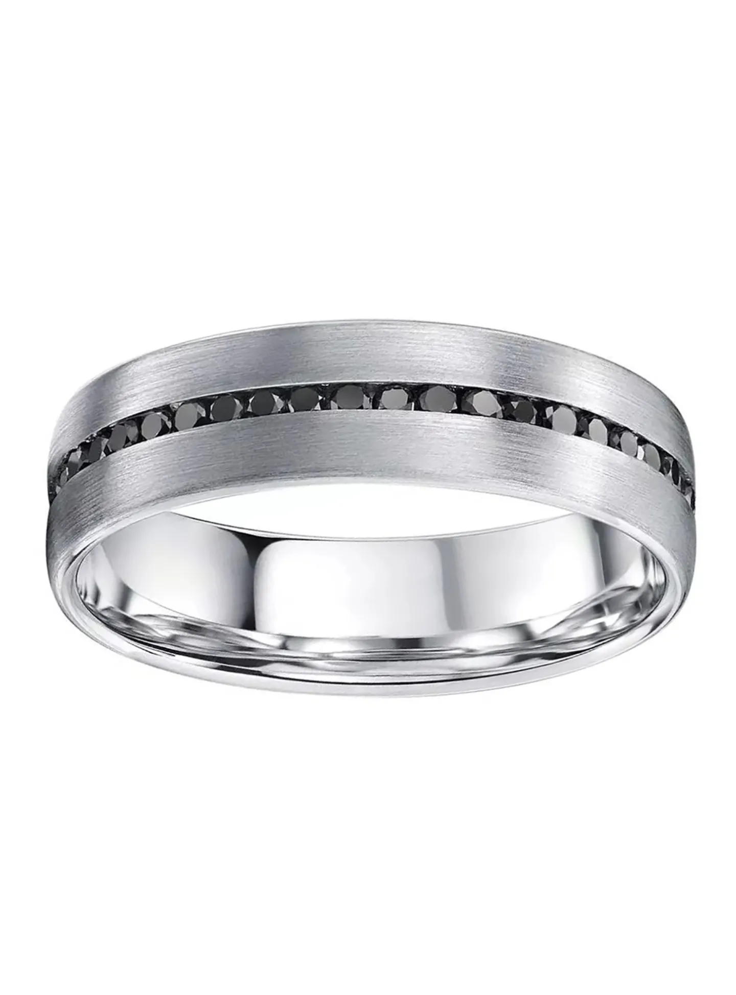 Alliance Brillaxis or blanc 9 carats diamants noirs