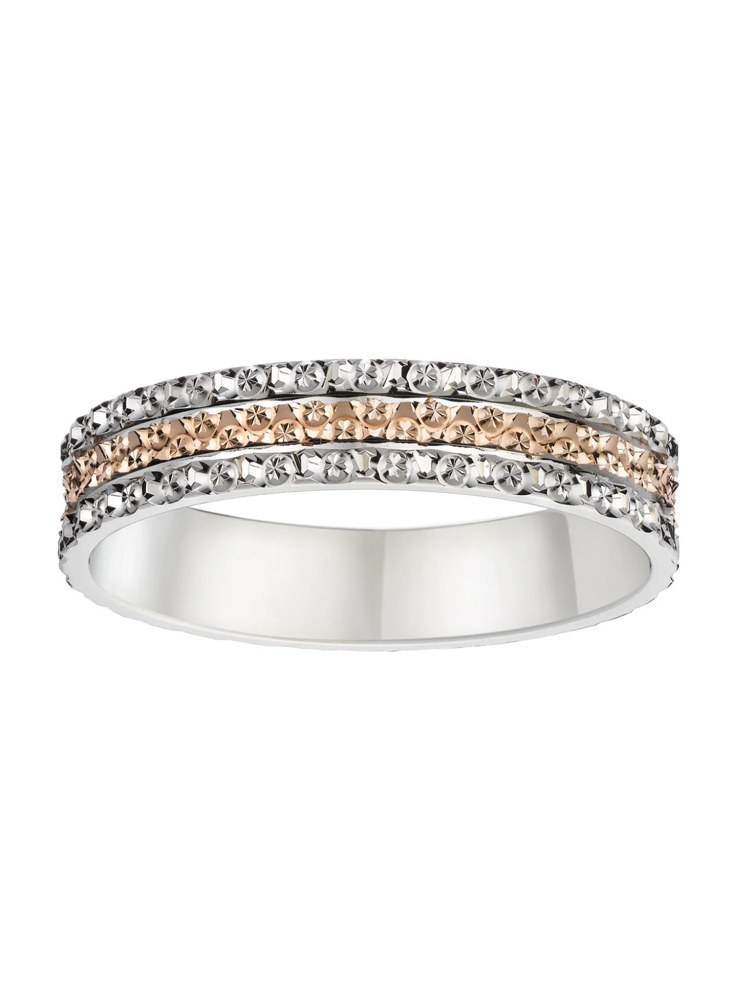 Alliance Brillaxis or ciselé rose et blanc carats