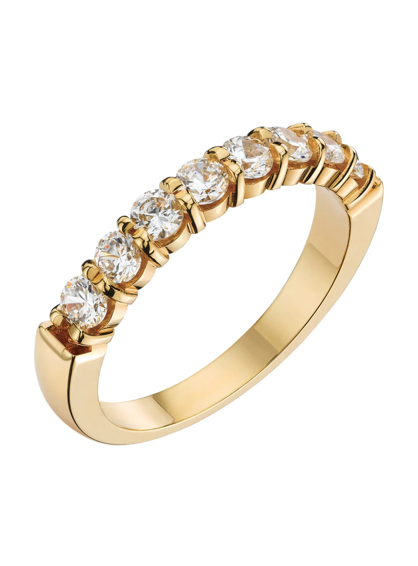 Alliance demi tour diamants or jaune 18 carats