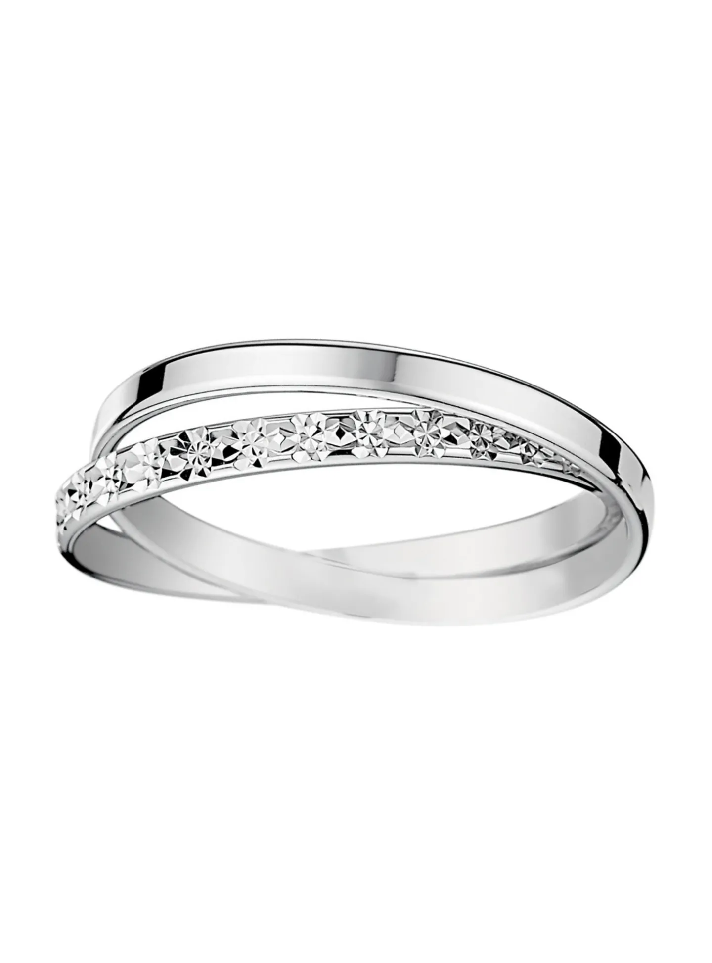 Alliance deux anneaux entrelacés or blanc 18 carats