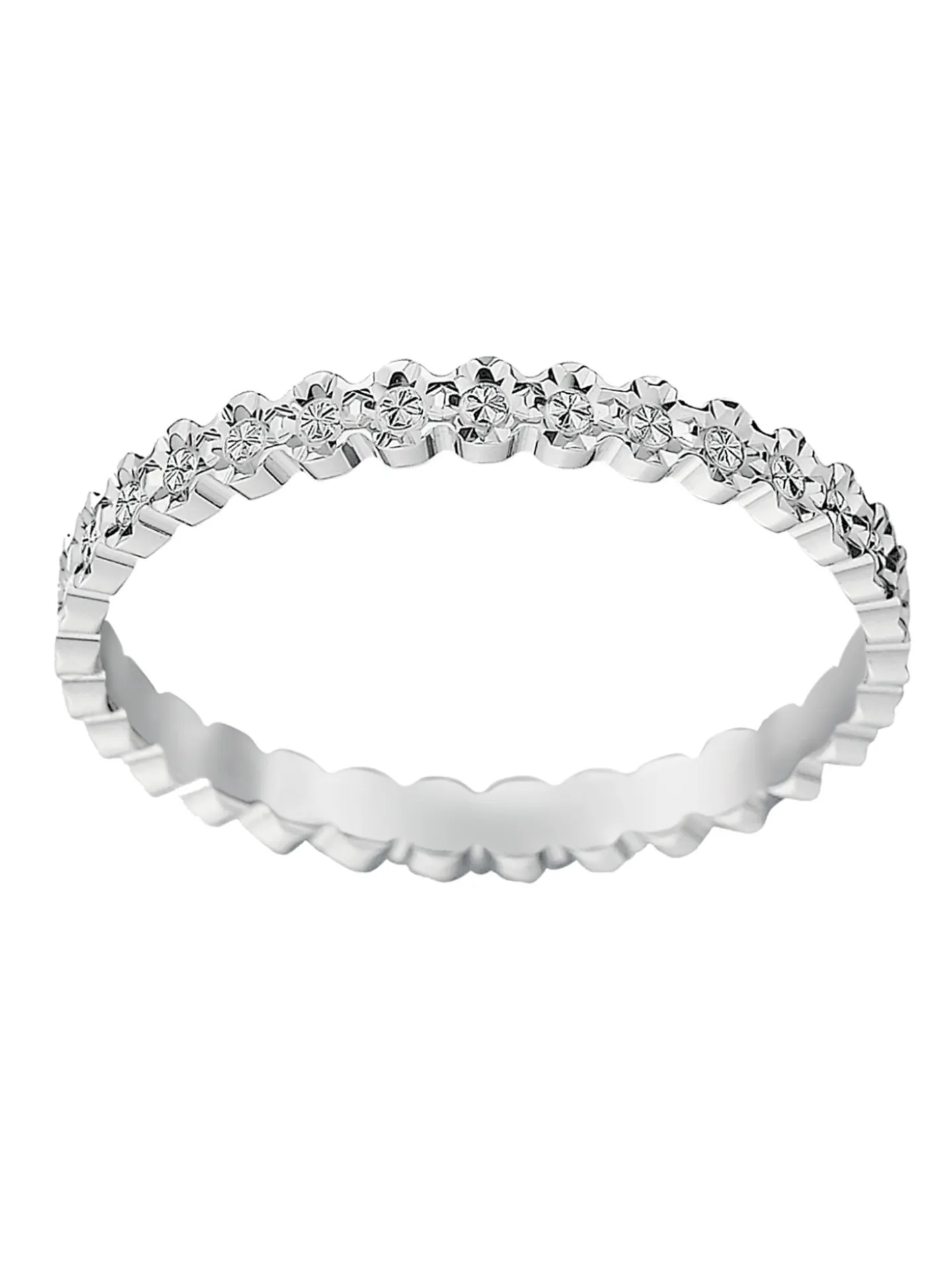 Alliance effet diamantée or blanc 18 carats