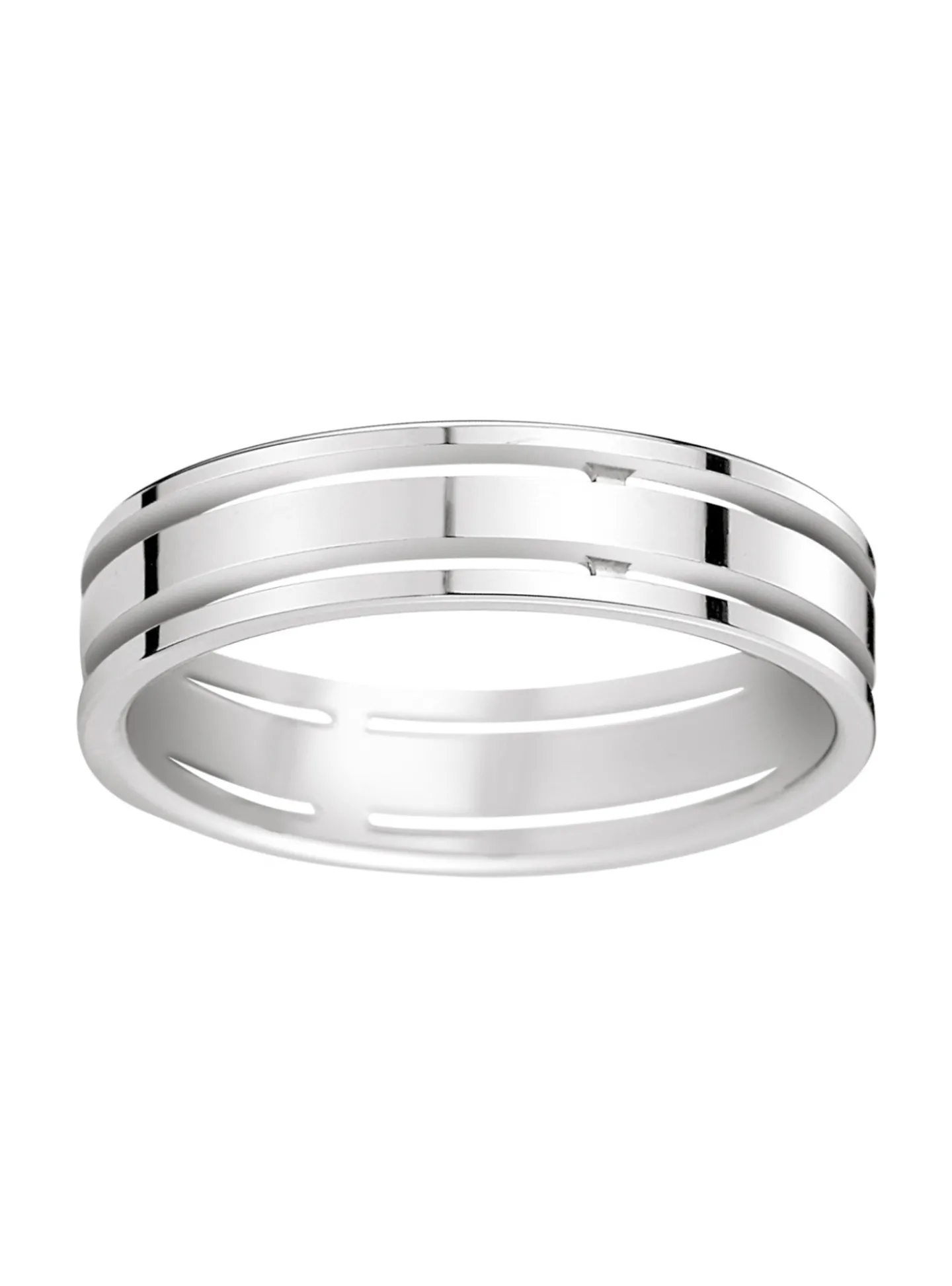 Alliance moderne ajourée en or blanc 18 carats