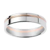 Alliance moderne bicolore liseré rose or 18 carats
