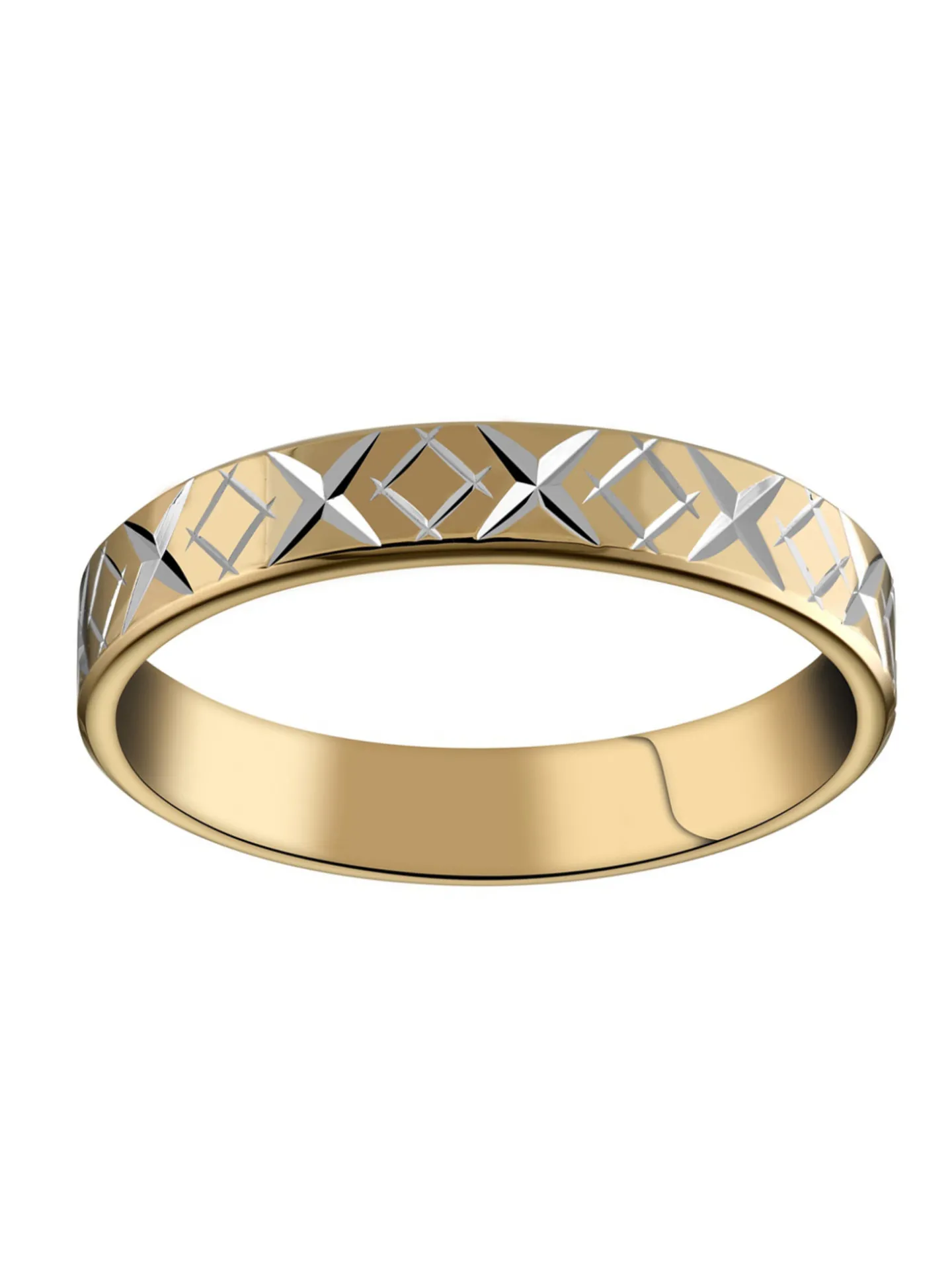 Alliance moderne ciselée or bicolore 18 carats