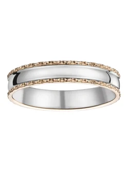 Alliance moderne effet diamanté or blanc et rose