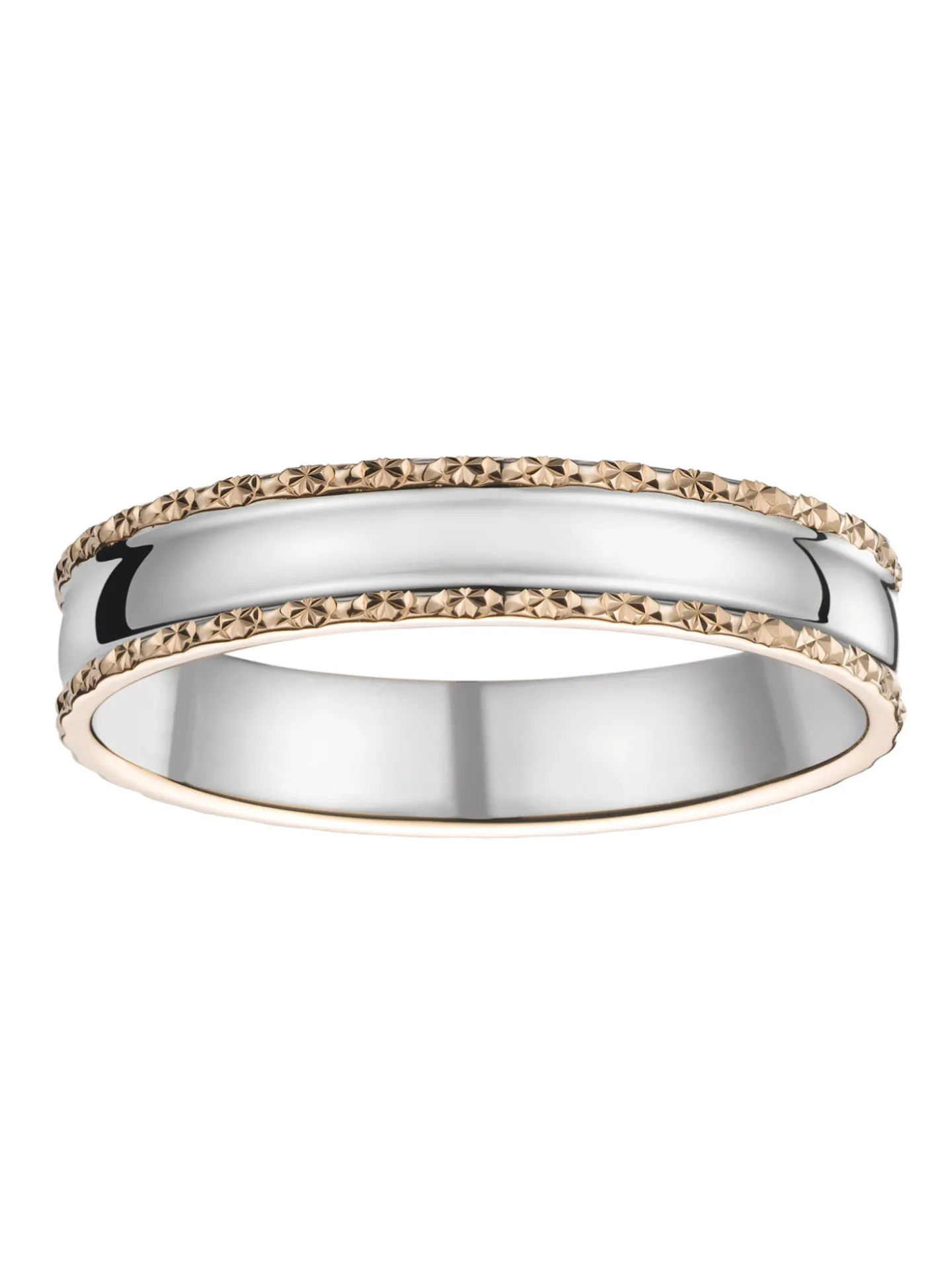 Alliance moderne effet diamanté or blanc et rose