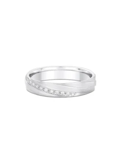 Alliance moderne or blanc brossé diamants