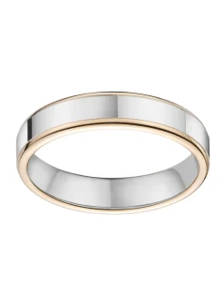 Alliance moderne or blanc et rose 9 carats