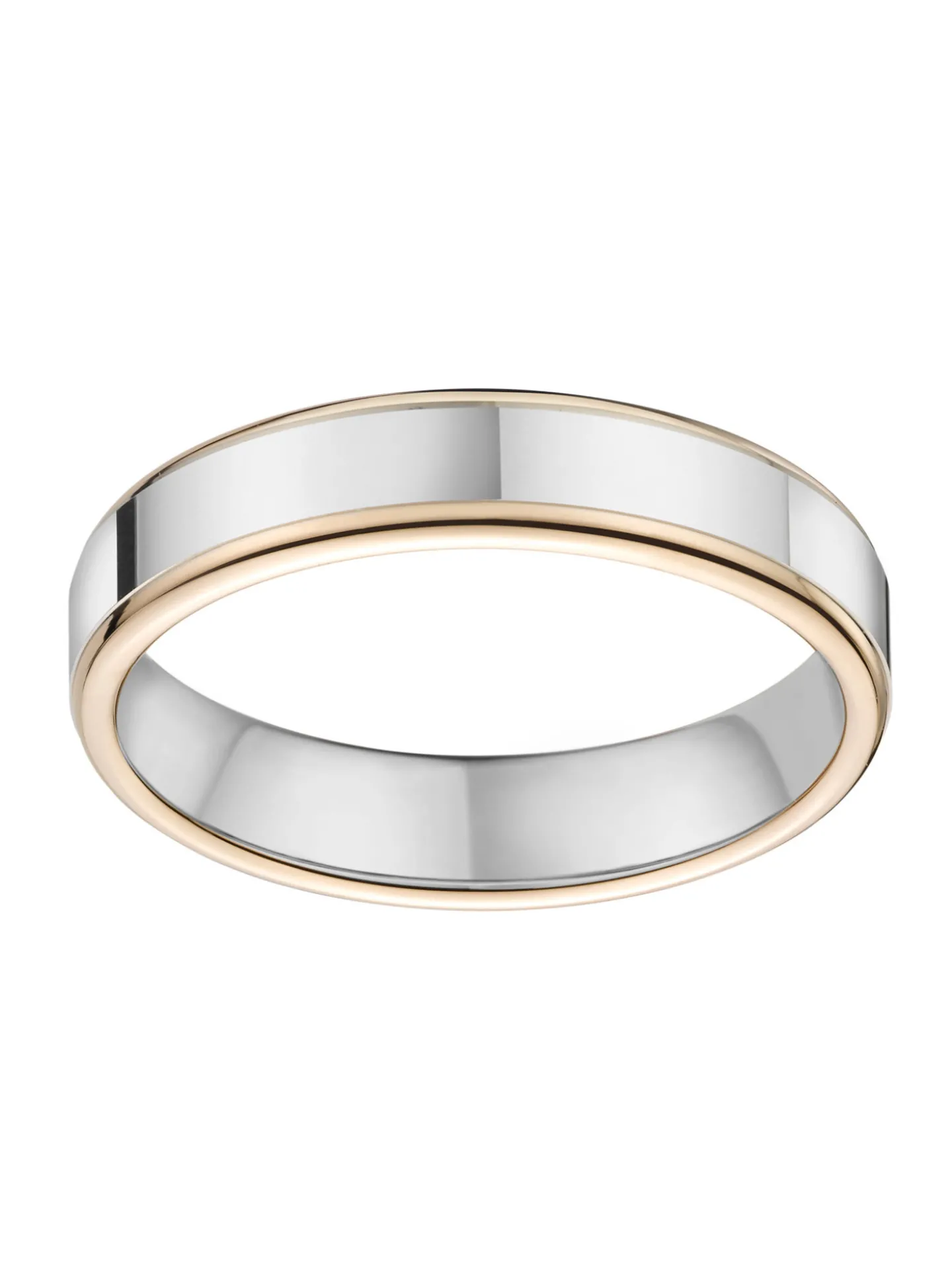 Alliance moderne or blanc et rose 9 carats