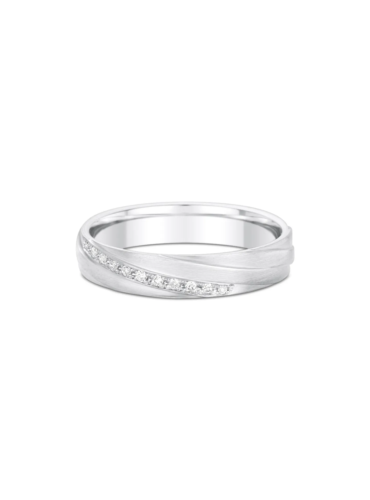 Alliance moderne or blanc brossé diamants