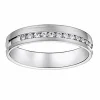 Alliance or blanc 9 carats brossée diamants