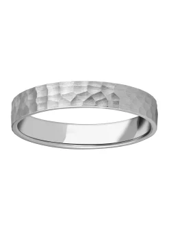 Alliance or blanc 9 carats martelée