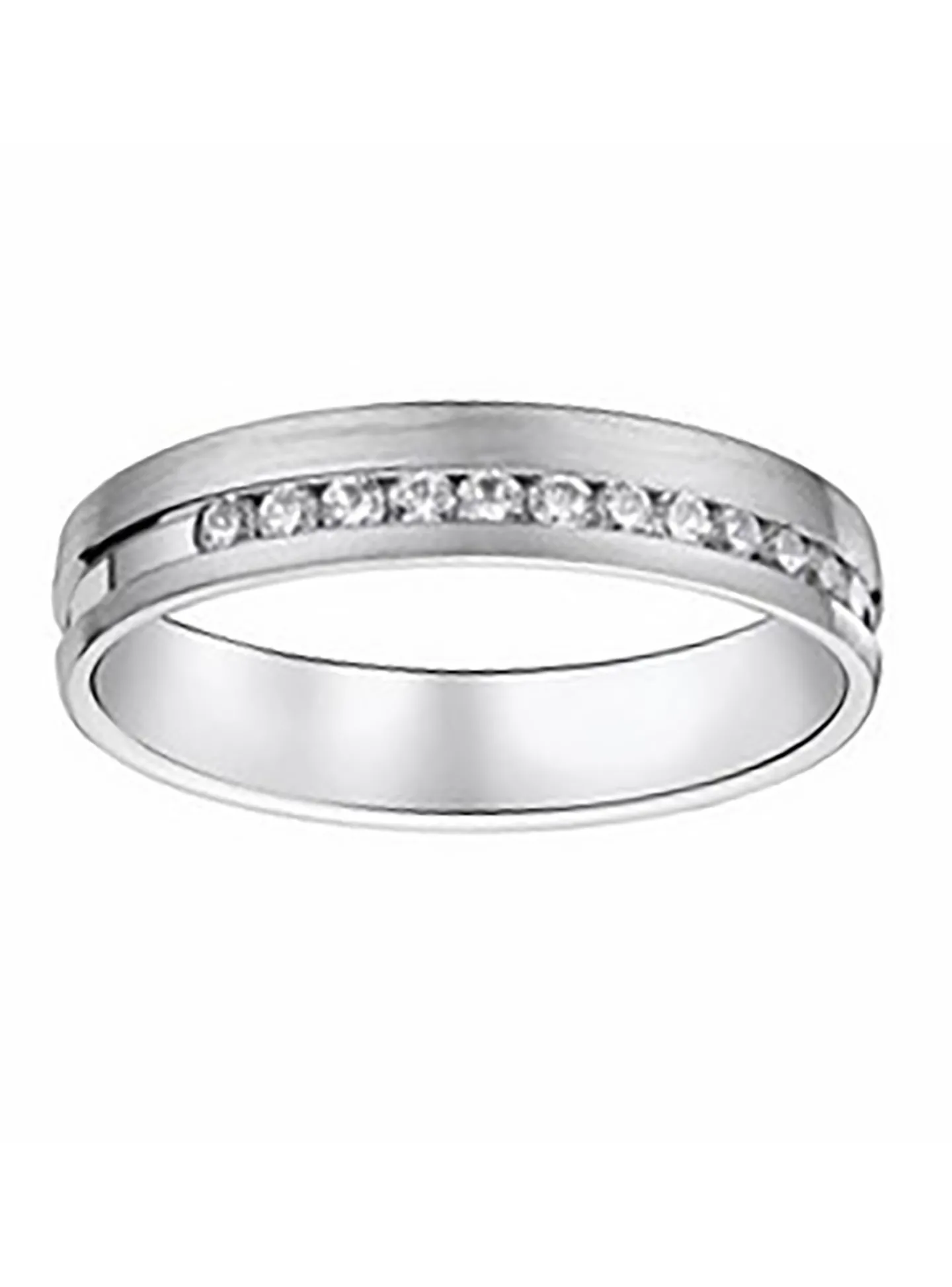 Alliance or blanc 9 carats brossée diamants