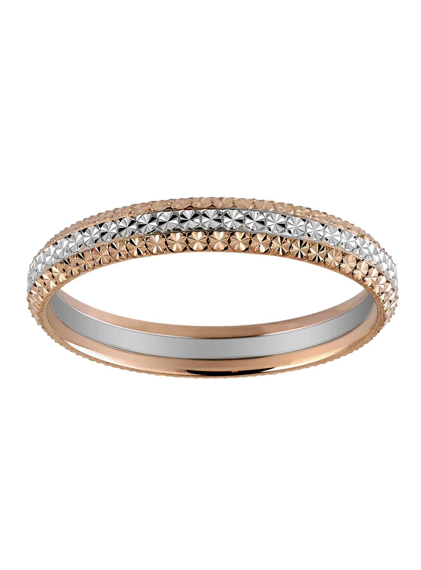 Alliance or rose et blanc 9 carats ciselée