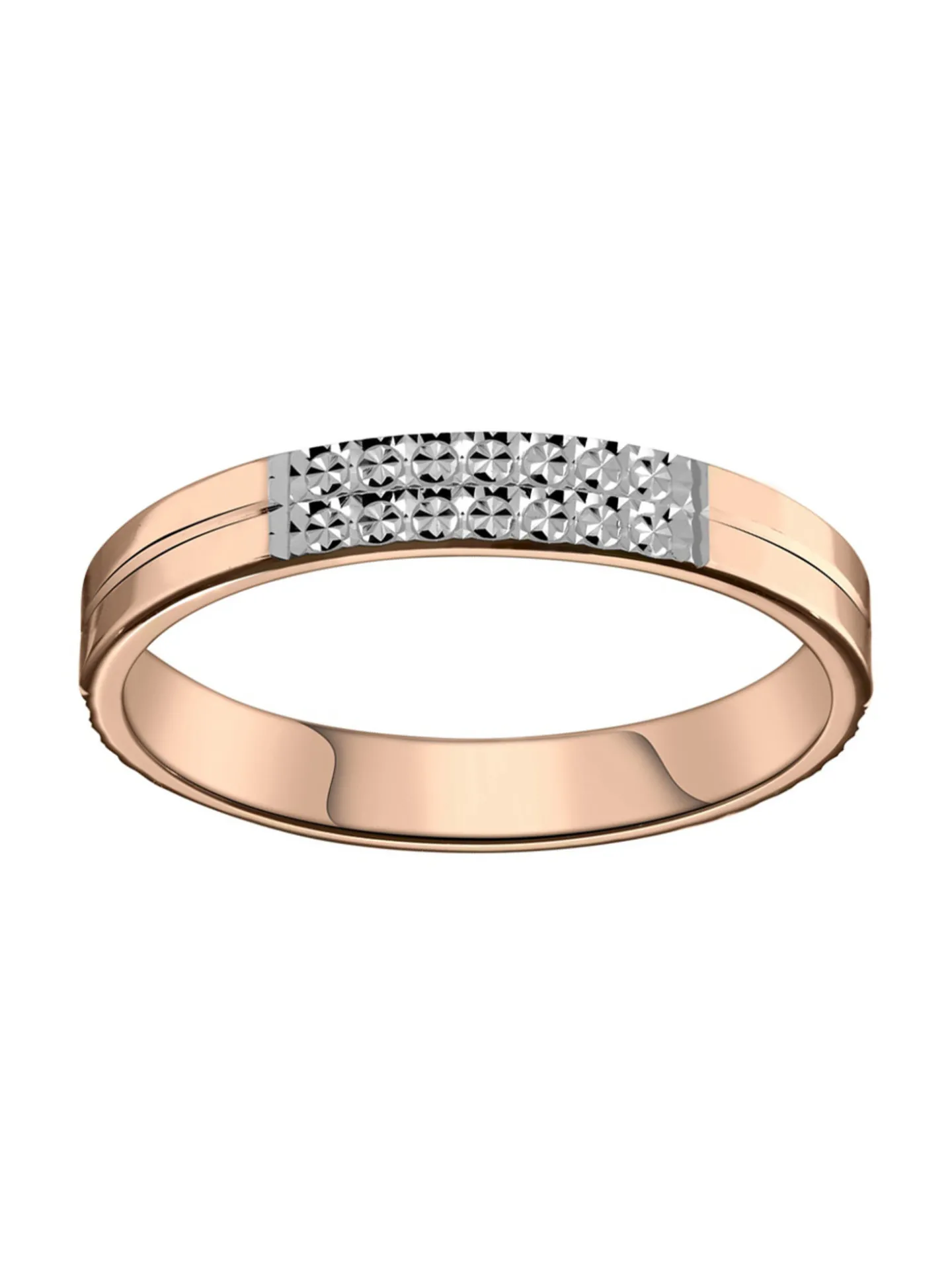 Alliance or rose et blanc 9 carats polie/ciselée