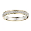 Alliance plate bicolore effet diamanté or 9 carats