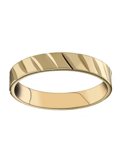 Alliance ruban striée alternée en or jaune 18carats