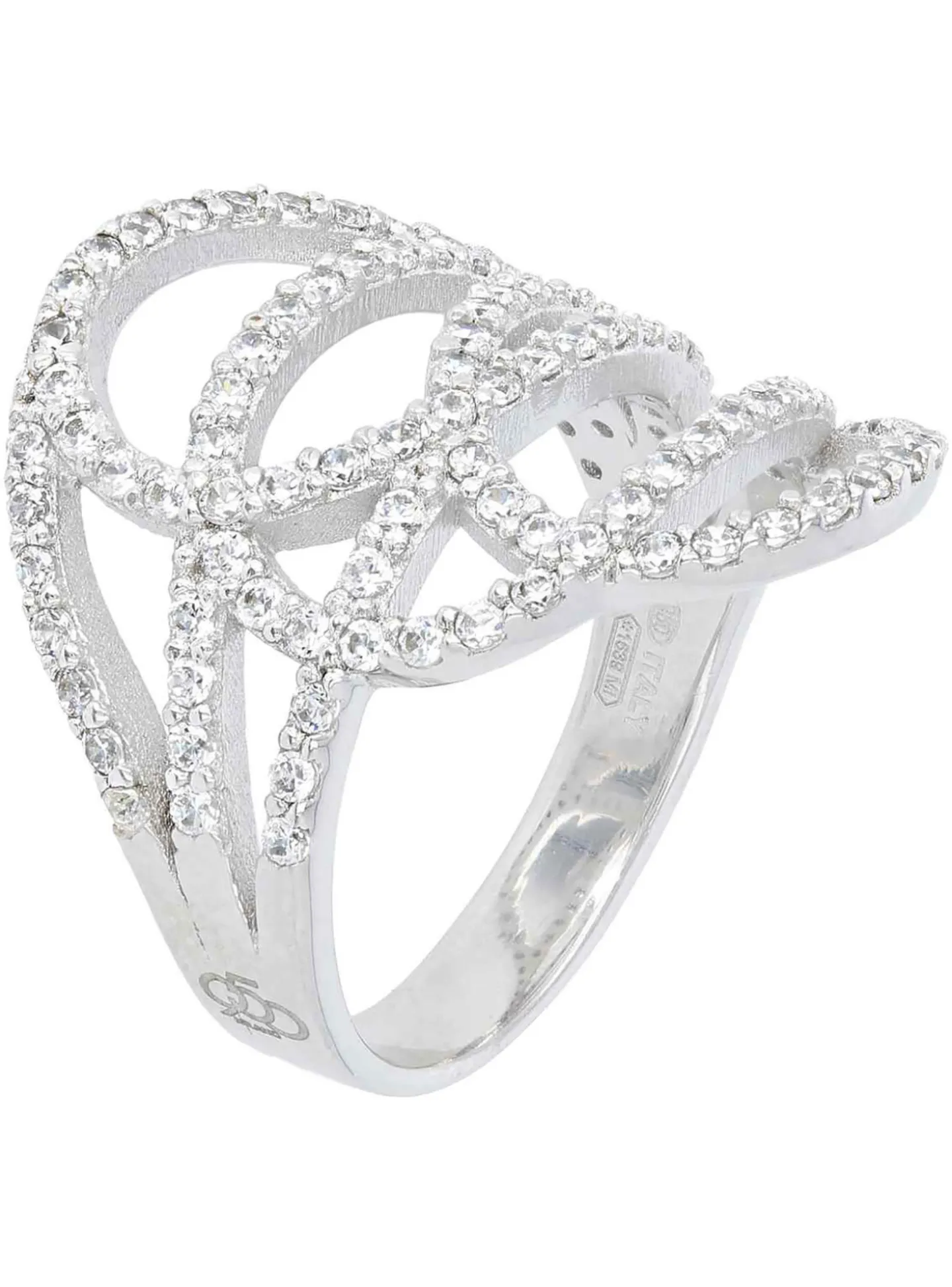 Bague 950 Milano argent motif ajouré empierré_x005f_x000D_Collection Nuova Milanese
