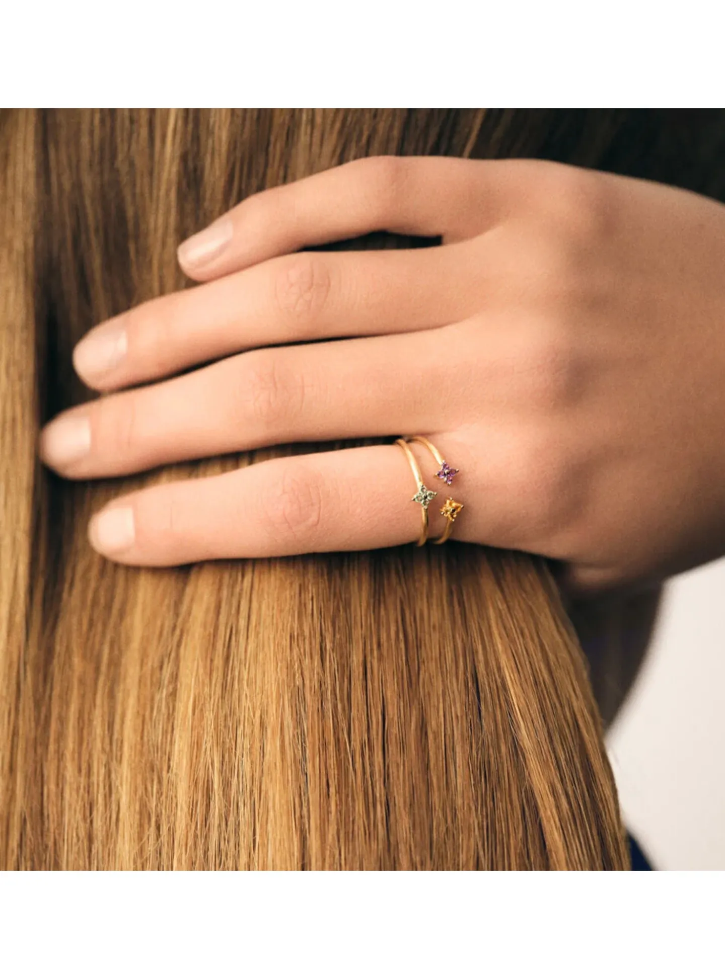 Bague Agatha Beloved 3 motifs dorée T52