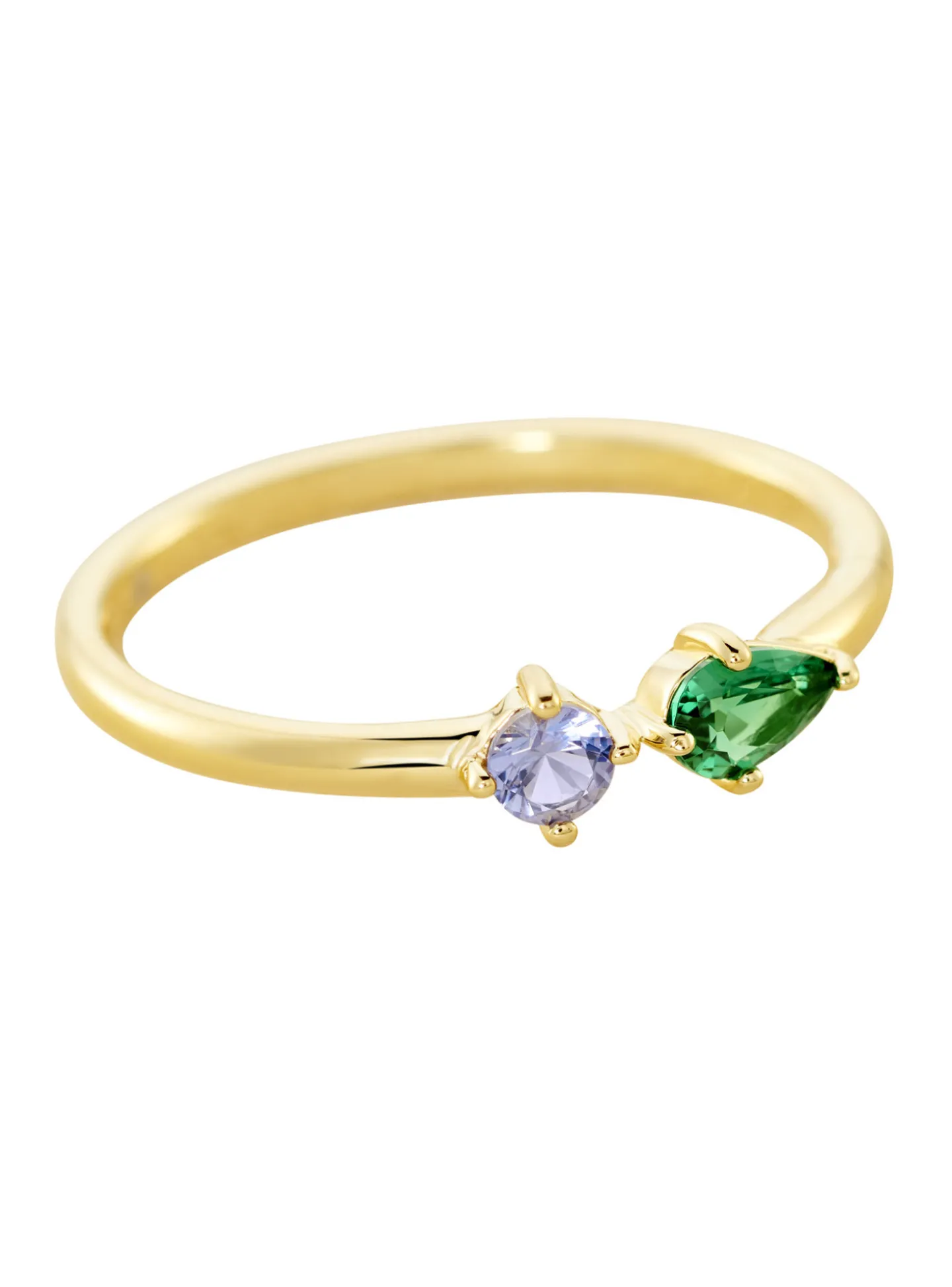Bague Agatha fine Astre vert/doré