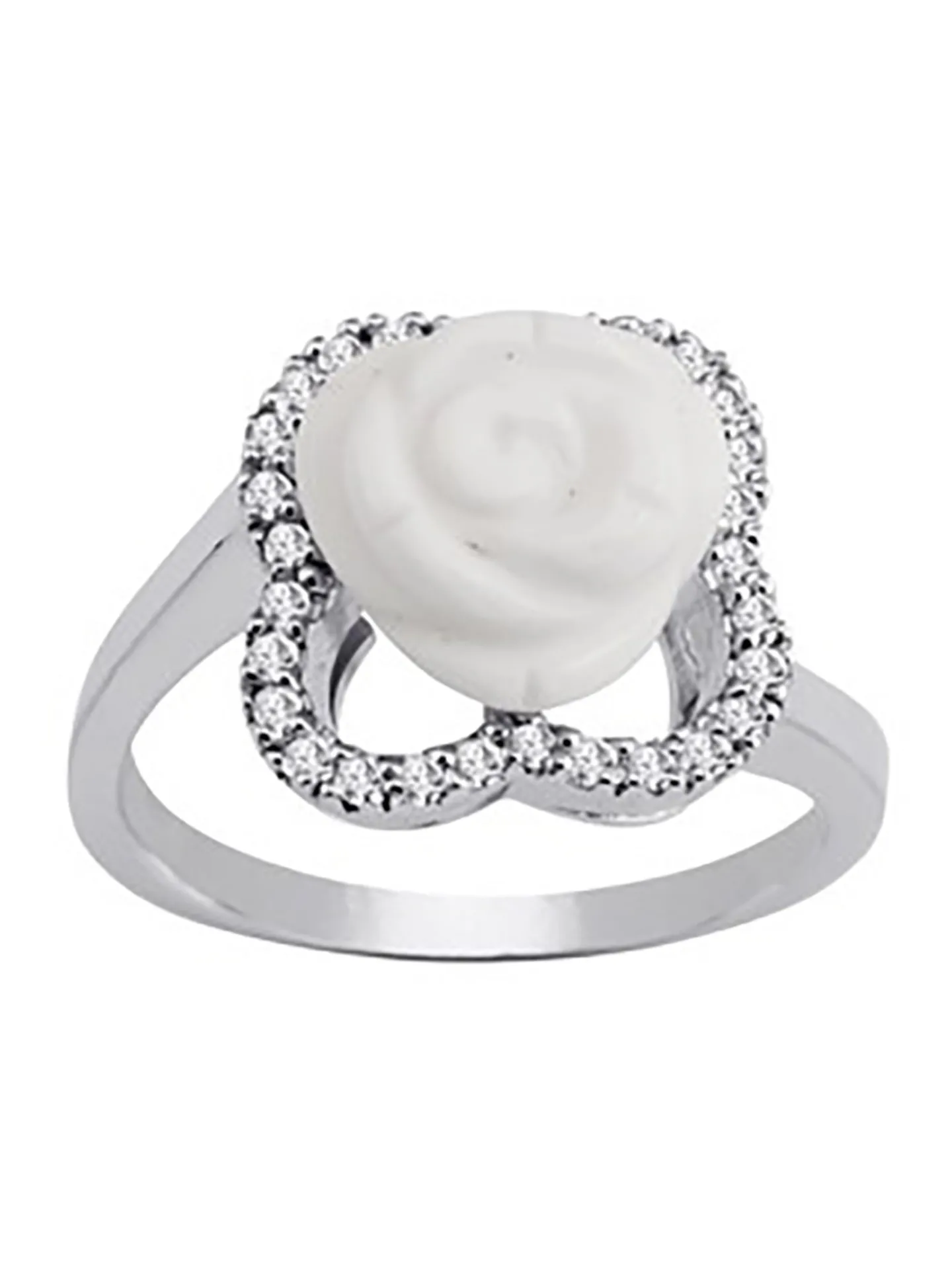 Bague Brillaxis argent fleur blanche