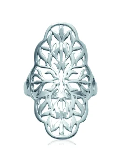 Bague Brillaxis argent motif floral