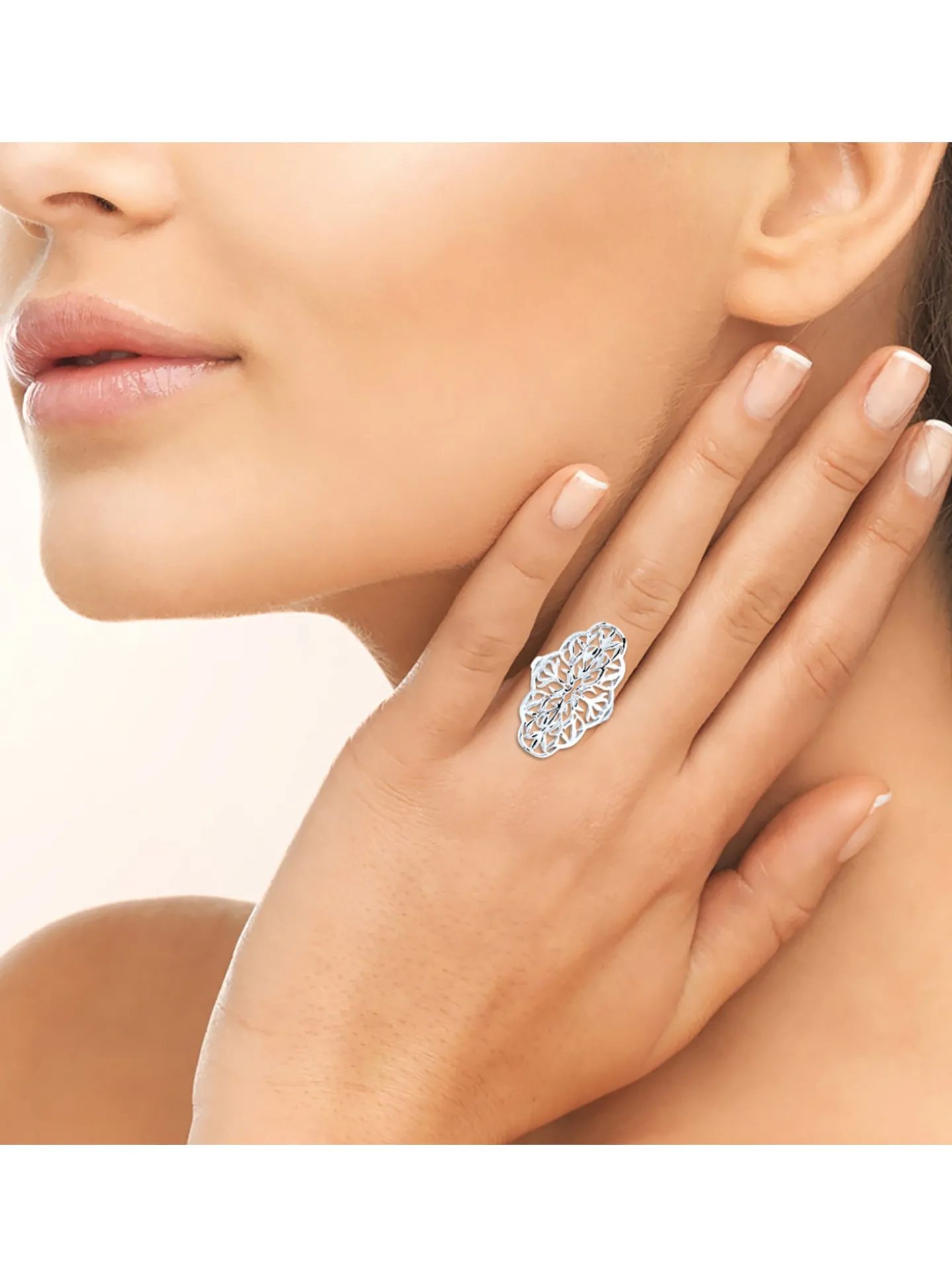 Bague Brillaxis argent motif floral