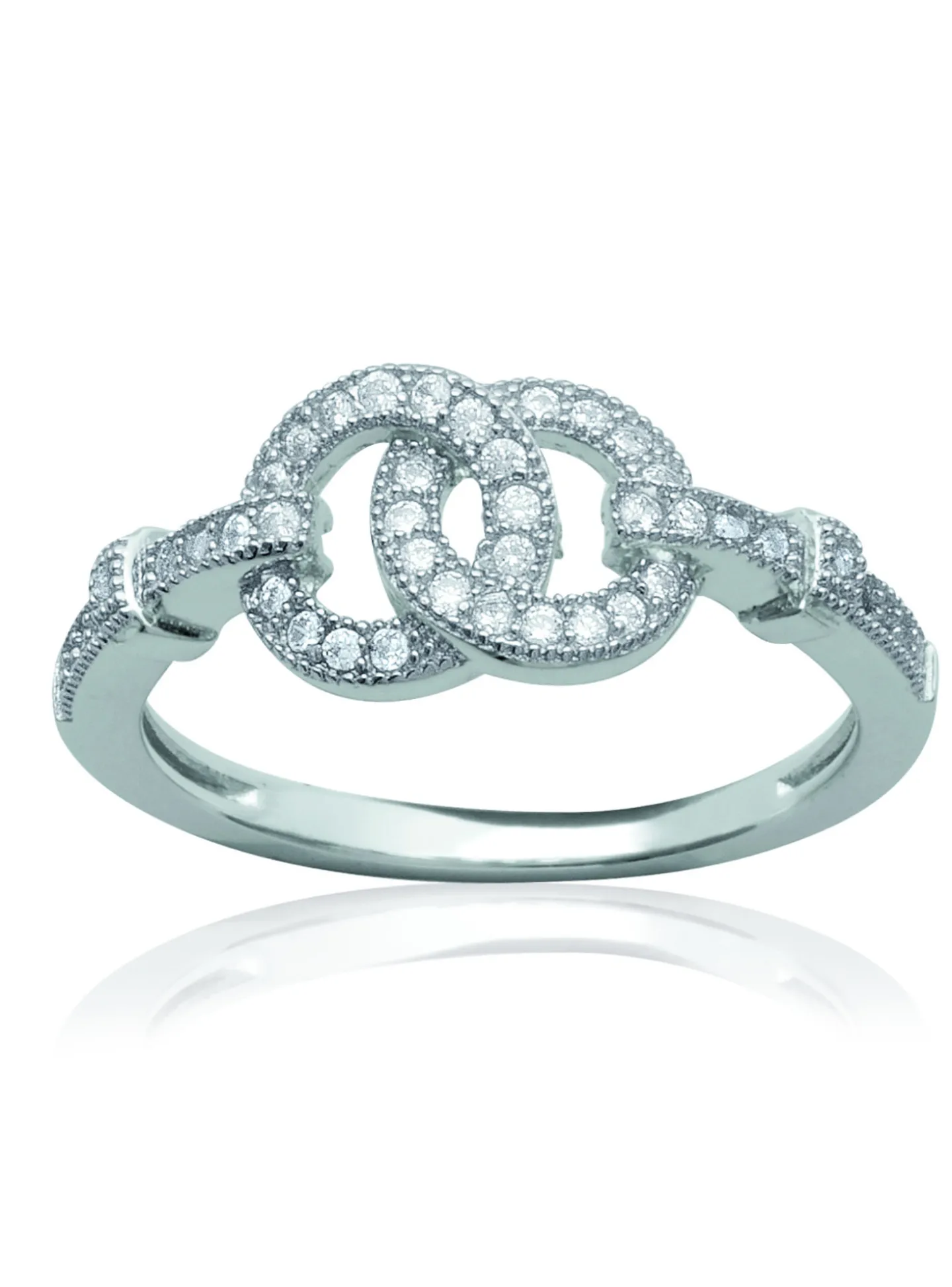 Bague Brillaxis cercles entrelacés empierrés argent