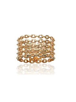 Bague Brillaxis chainage large plaqué or