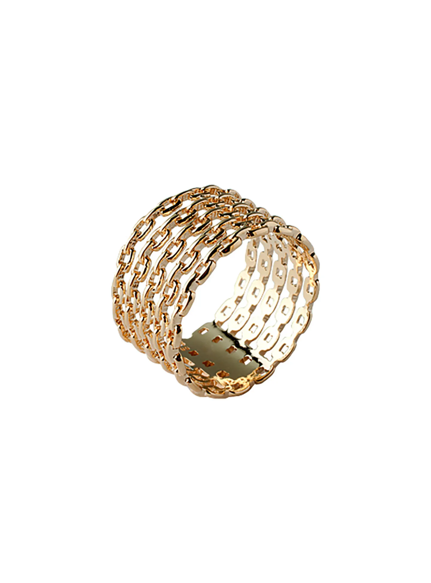 Bague Brillaxis chainage large plaqué or