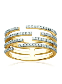 Bague Brillaxis dorée 4 rangs