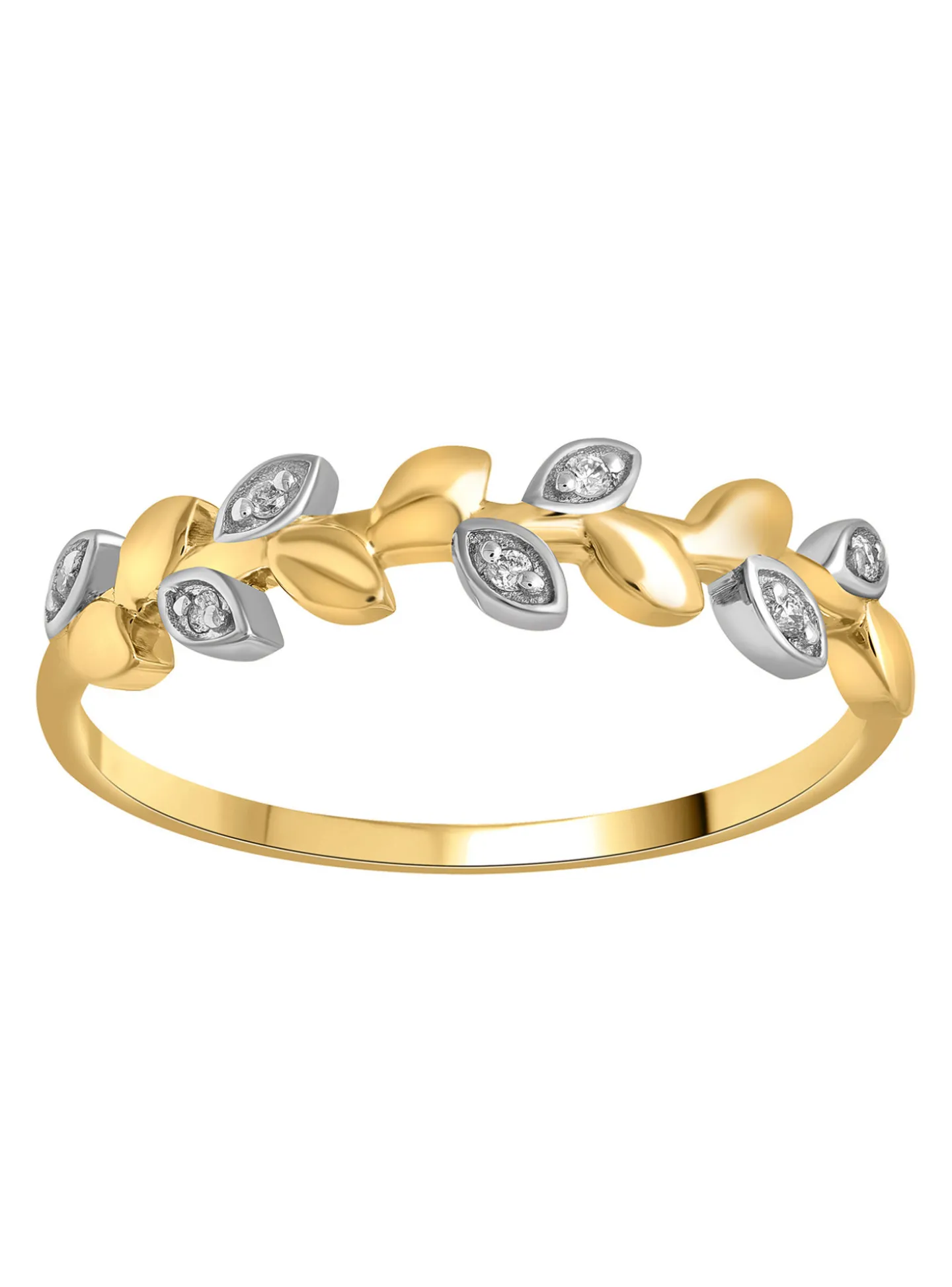 Bague Brillaxis feuilles or et diamants