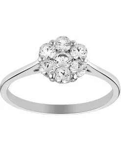 Bague Brillaxis fleur or blanc 9 carats oxydes