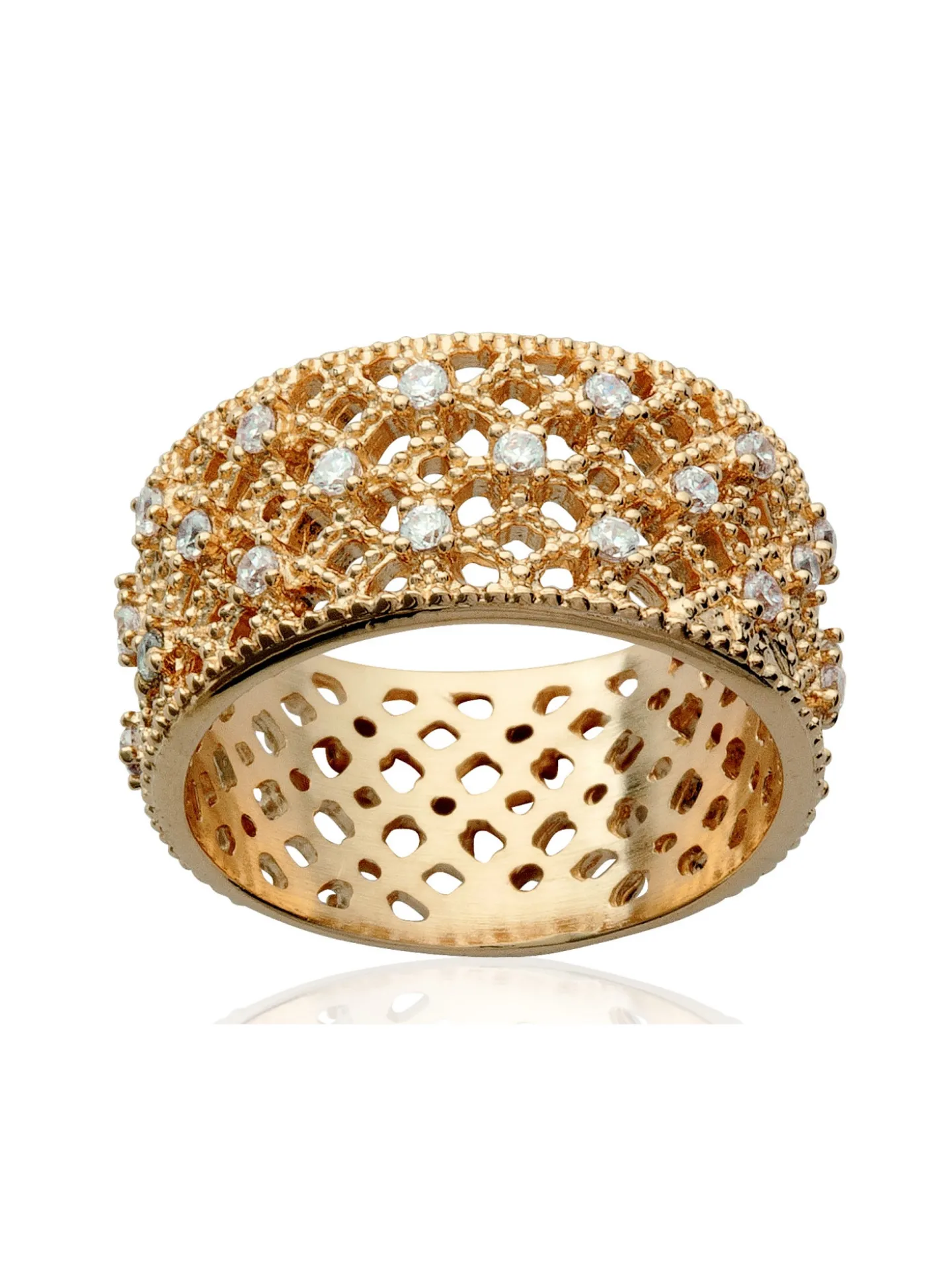 Bague Brillaxis large ajourée empierrée