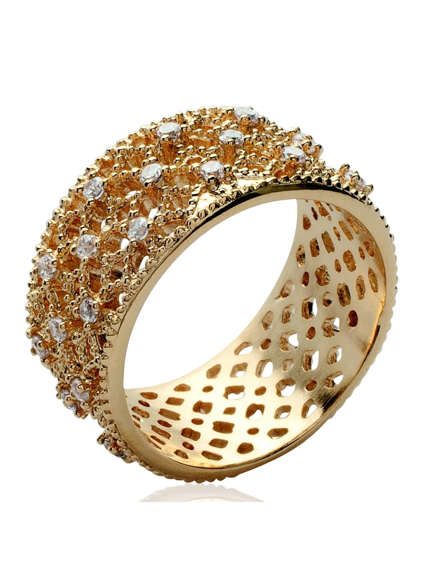 Bague Brillaxis large ajourée empierrée