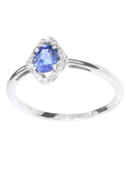 Bague Brillaxis losange saphir et diamants or 18k