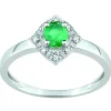 Bague Brillaxis émeraude et diamants losange 18k