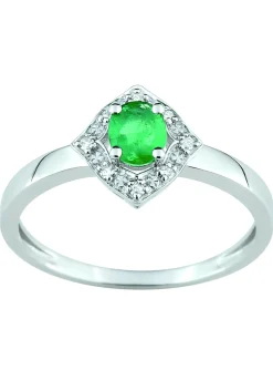 Bague Brillaxis émeraude et diamants losange 18k