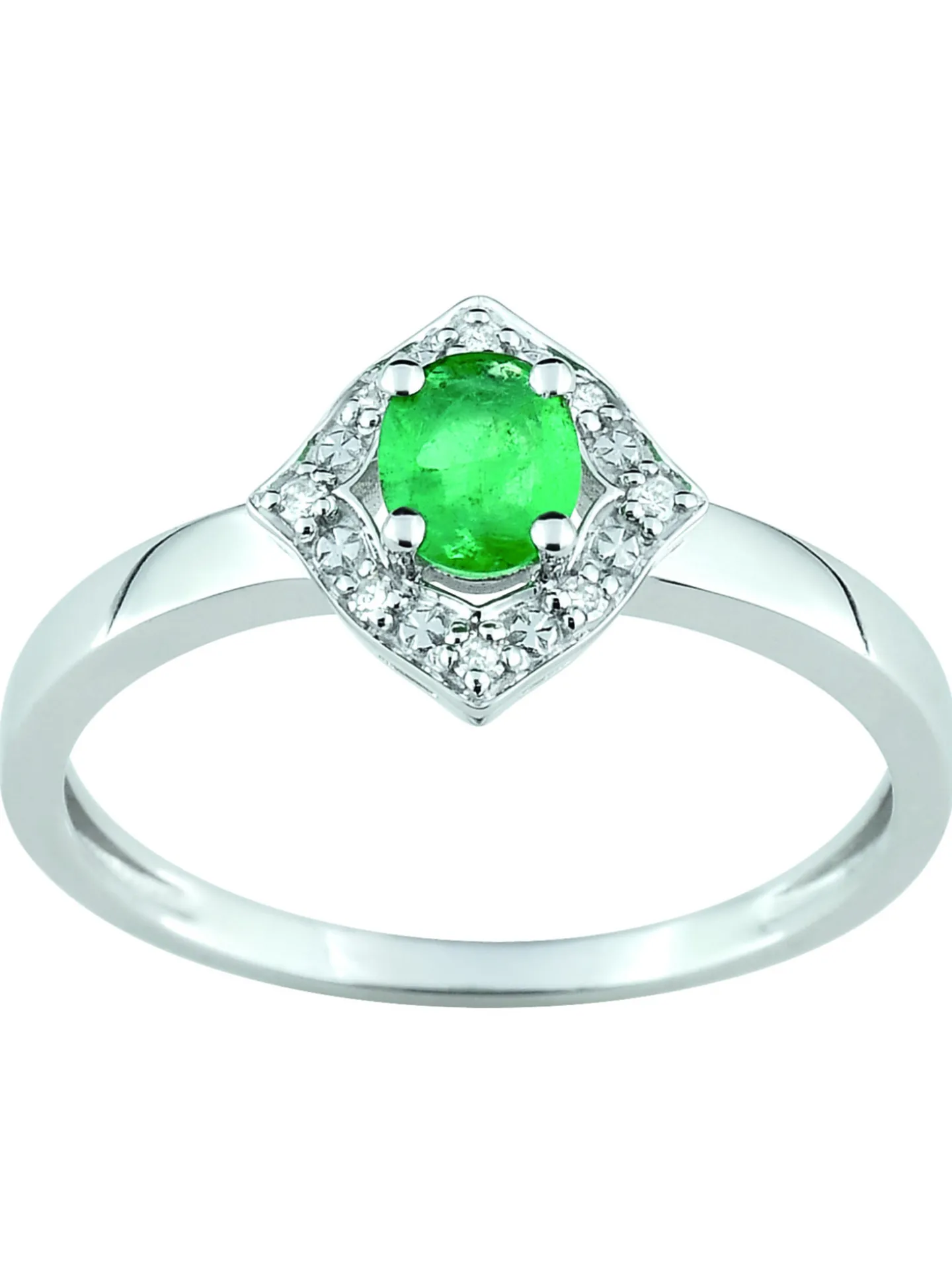 Bague Brillaxis émeraude et diamants losange 18k