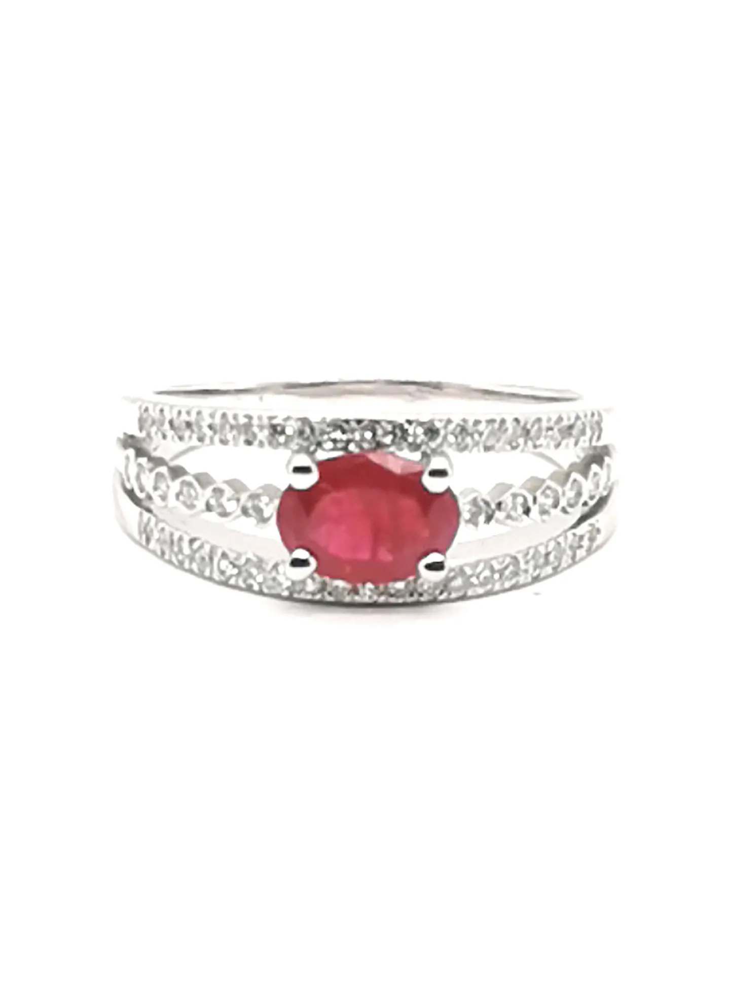 Bague Brillaxis motif ajouré or rubis diamant