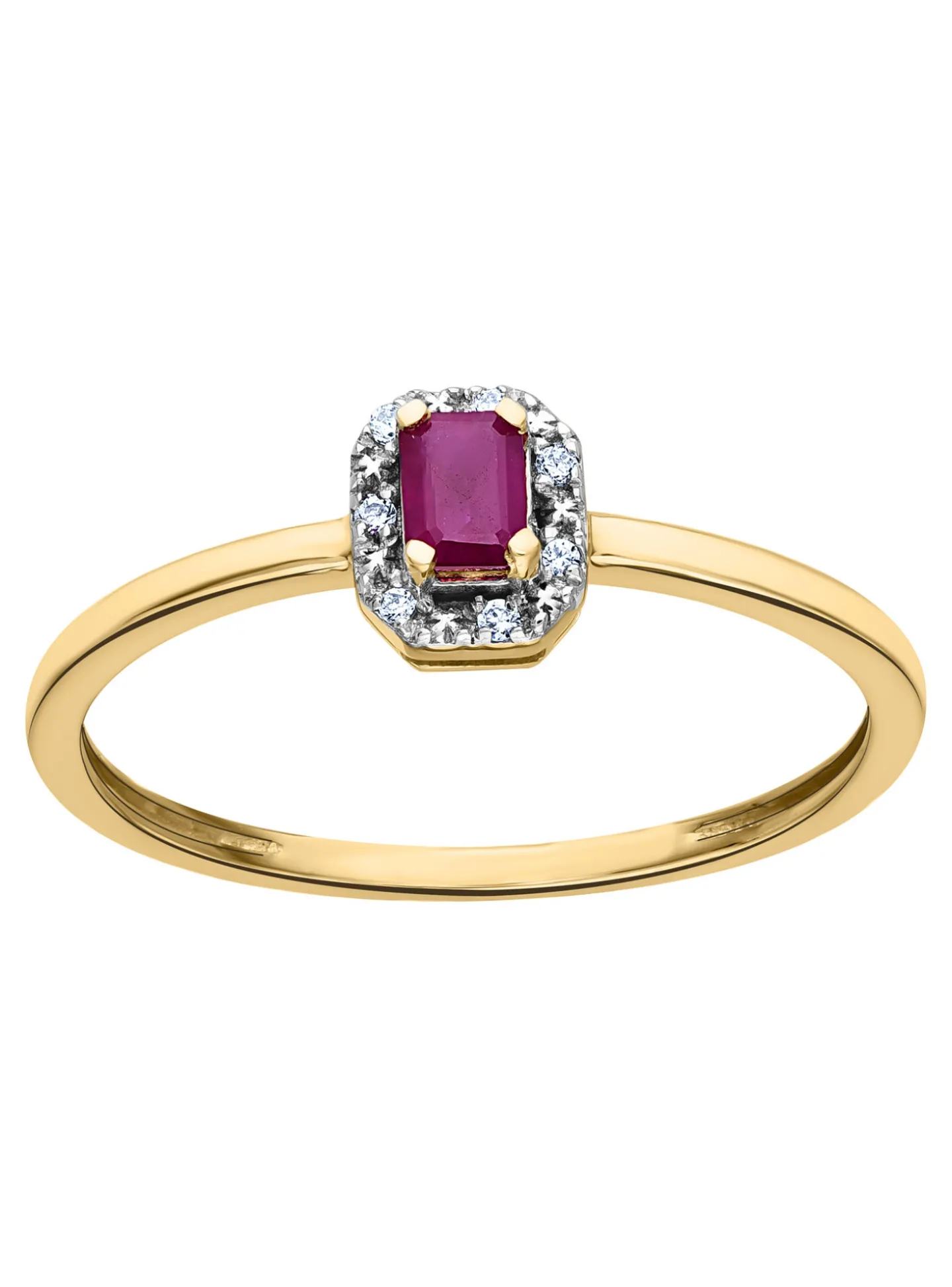 Bague Brillaxis or 9 carats rubis diamants