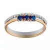 Bague Brillaxis or 9 carats double rang saphir