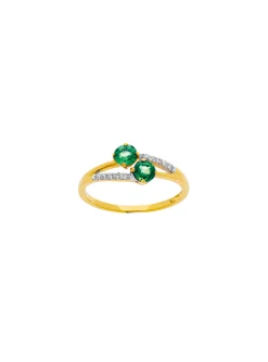 Bague Brillaxis or 18 carats emeraudes diamants