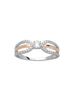 Bague Brillaxis or bicolore 18 carats empierrée