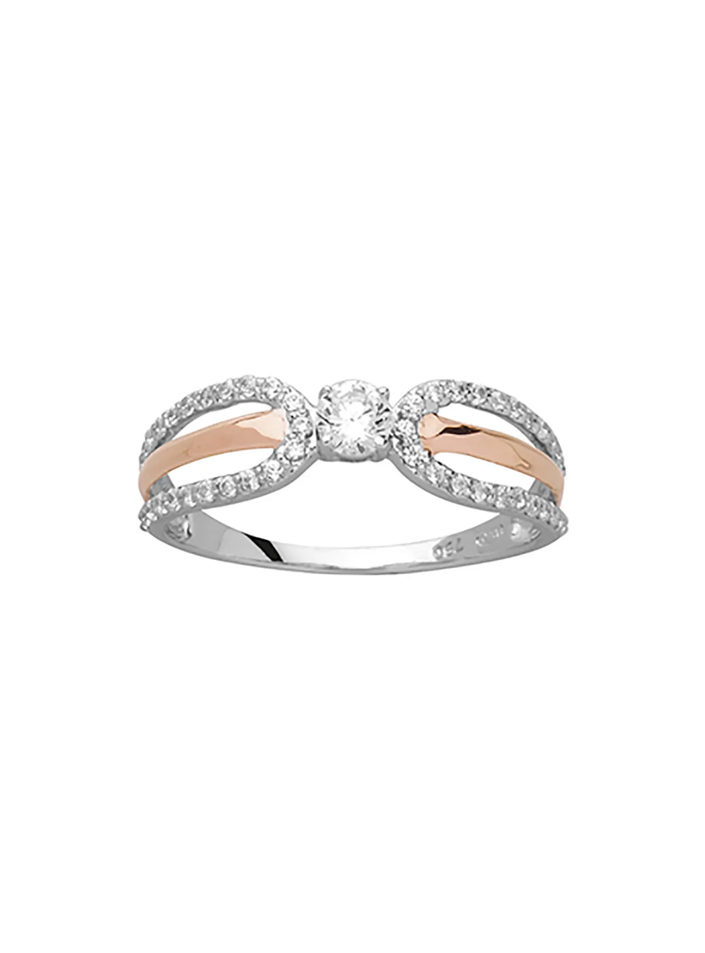 Bague Brillaxis or bicolore 18 carats empierrée
