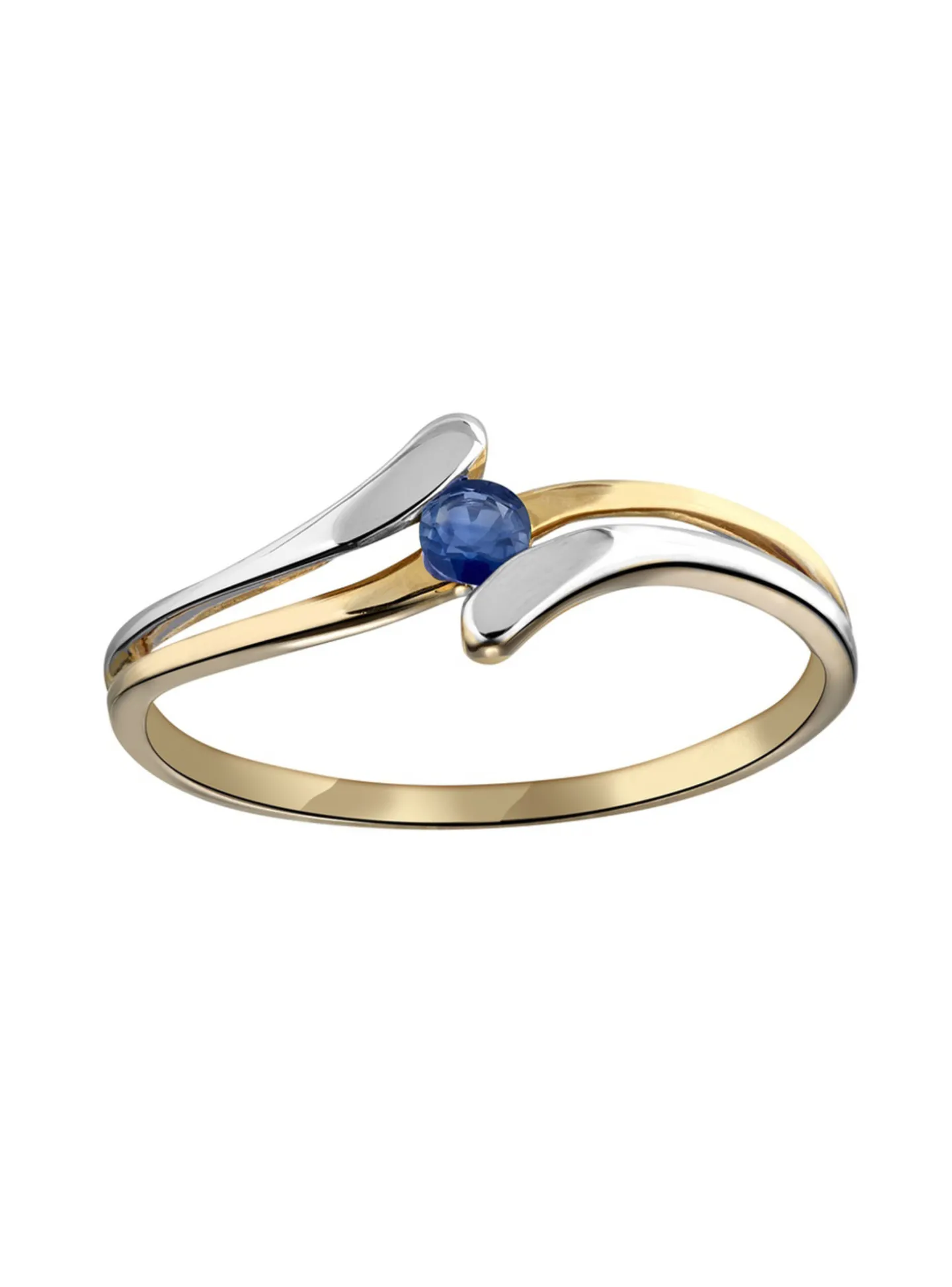 Bague Brillaxis or bicolore 18 carats saphir rond